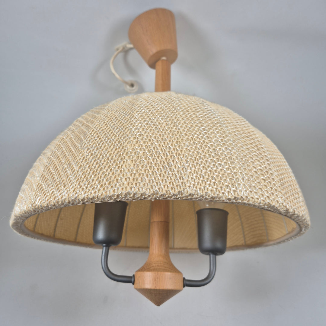 Retro taklampa med vävd textilskärm