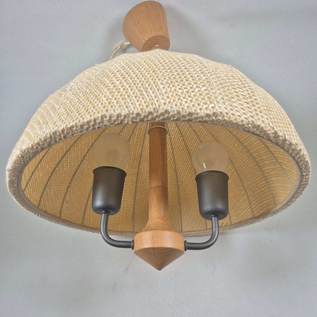 Retro taklampa med vävd textilskärm