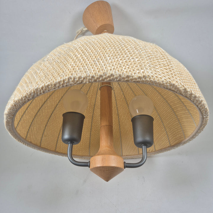 Retro taklampa med vävd textilskärm
