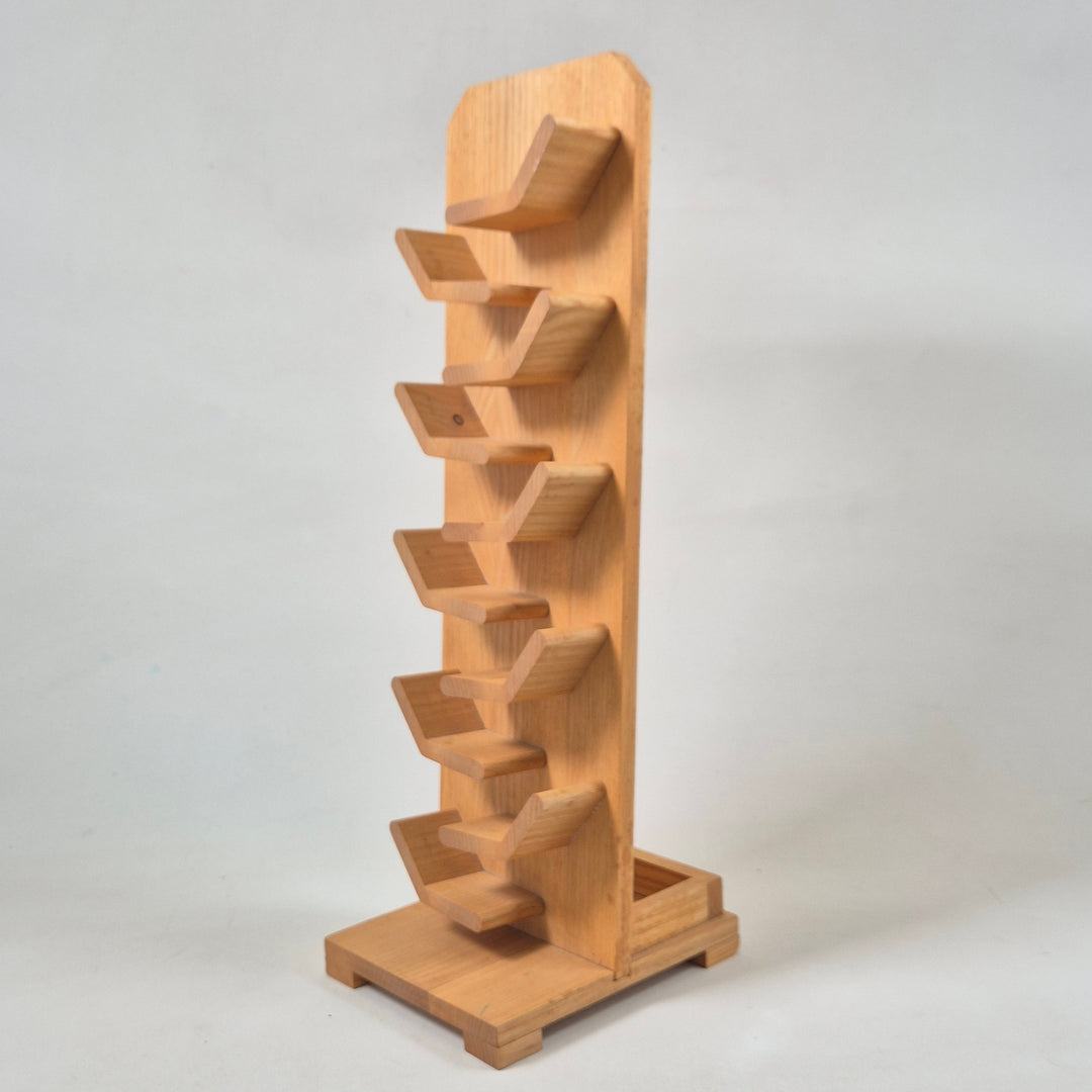 German Kinetic Marble Wood Desk Sculpture Object – Interaktiv vintagekonst i trä