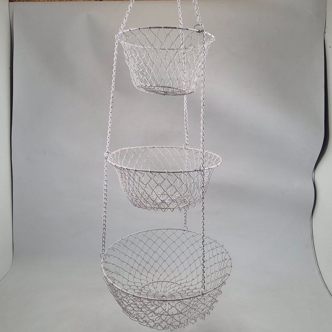 Elegant Tredelat Hängande Fruktfat i Metall