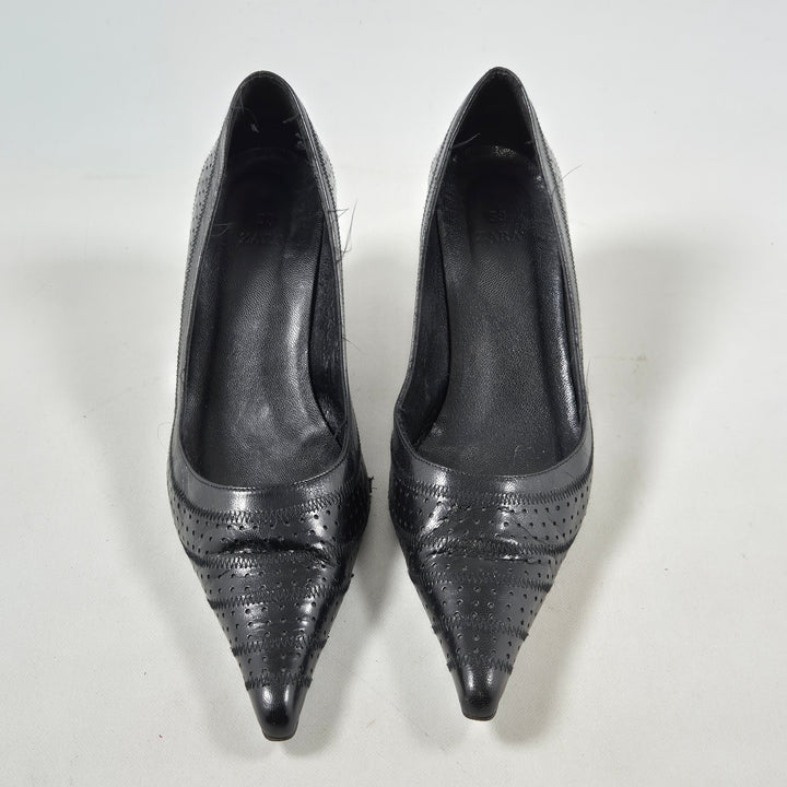 Zara Perforerade Pumps i Läder Storlek 38