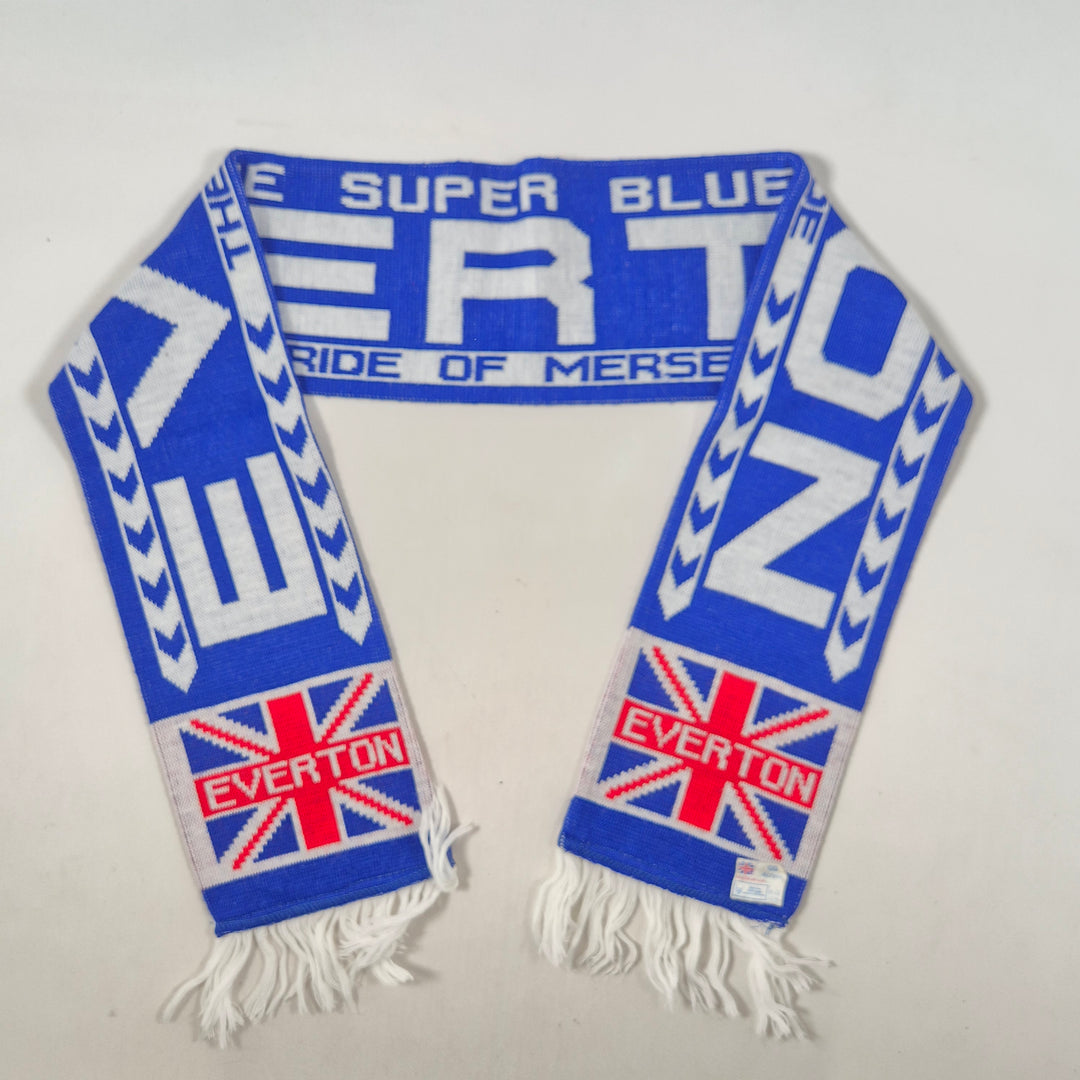 Retro Everton fotbollsschal iögonfallande blåvit design