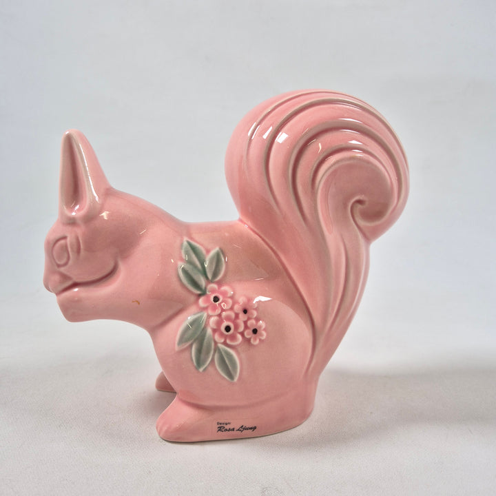 Rosa keramikspargris blommönster Rosa Ljung retro