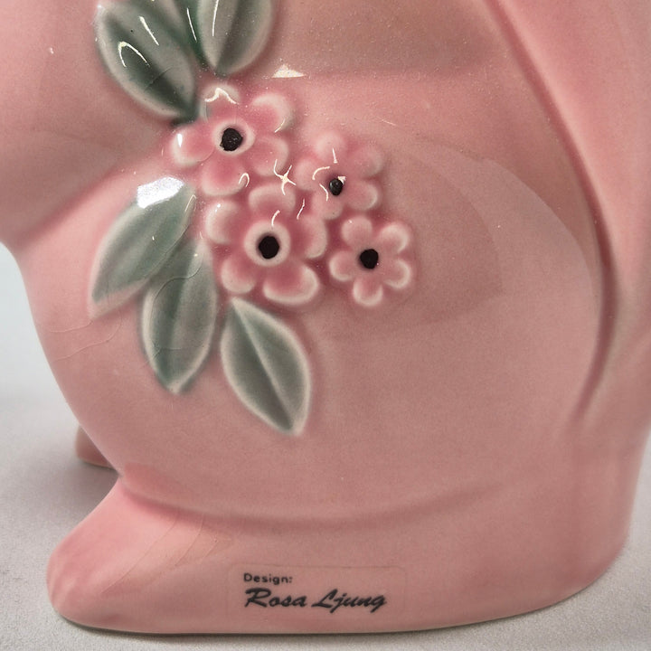 Rosa keramikspargris blommönster Rosa Ljung retro