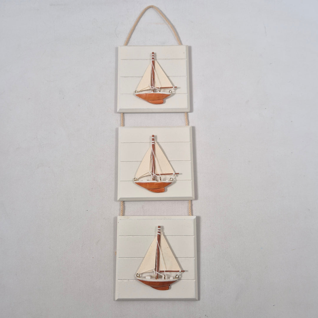 Marin Väggdekoration med Segelbåtar i Trä