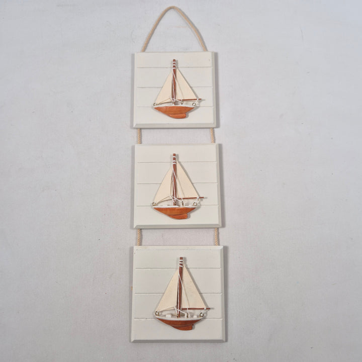 Marin Väggdekoration med Segelbåtar i Trä
