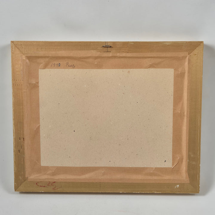 Inramad tavla av Prag i gyllene ram