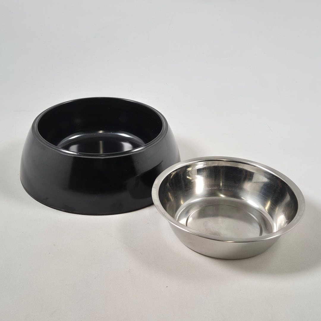 Rostfri hundskål med halkfri plastkant