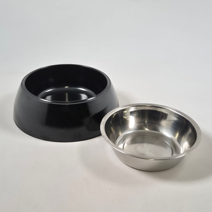 Rostfri hundskål med halkfri plastkant
