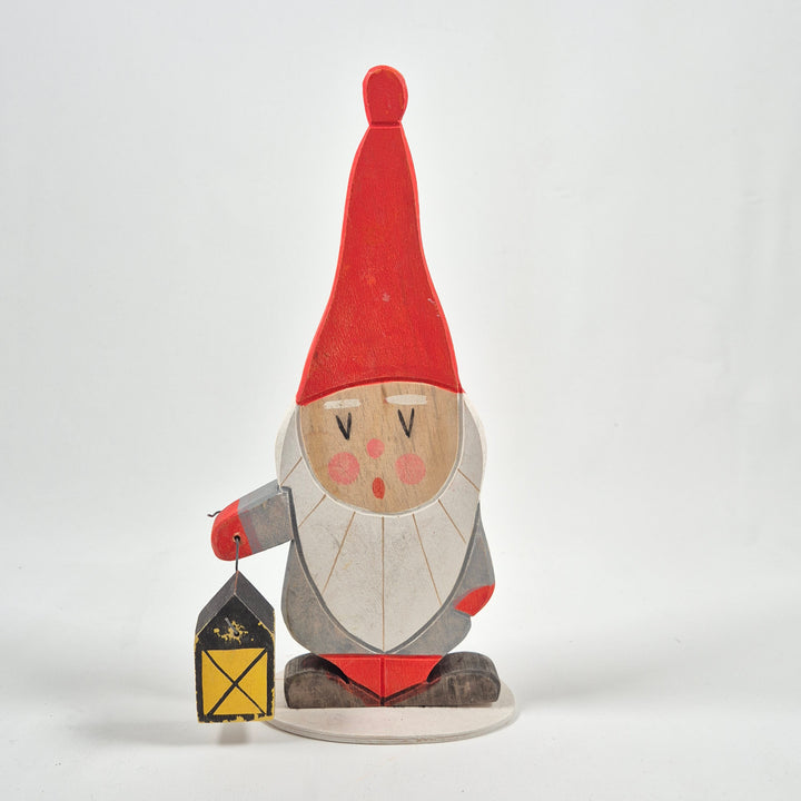 Retro Tomte Träfigur med Lyktorödluva