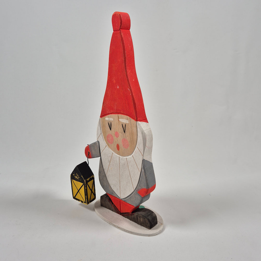 Retro Tomte Träfigur med Lyktorödluva