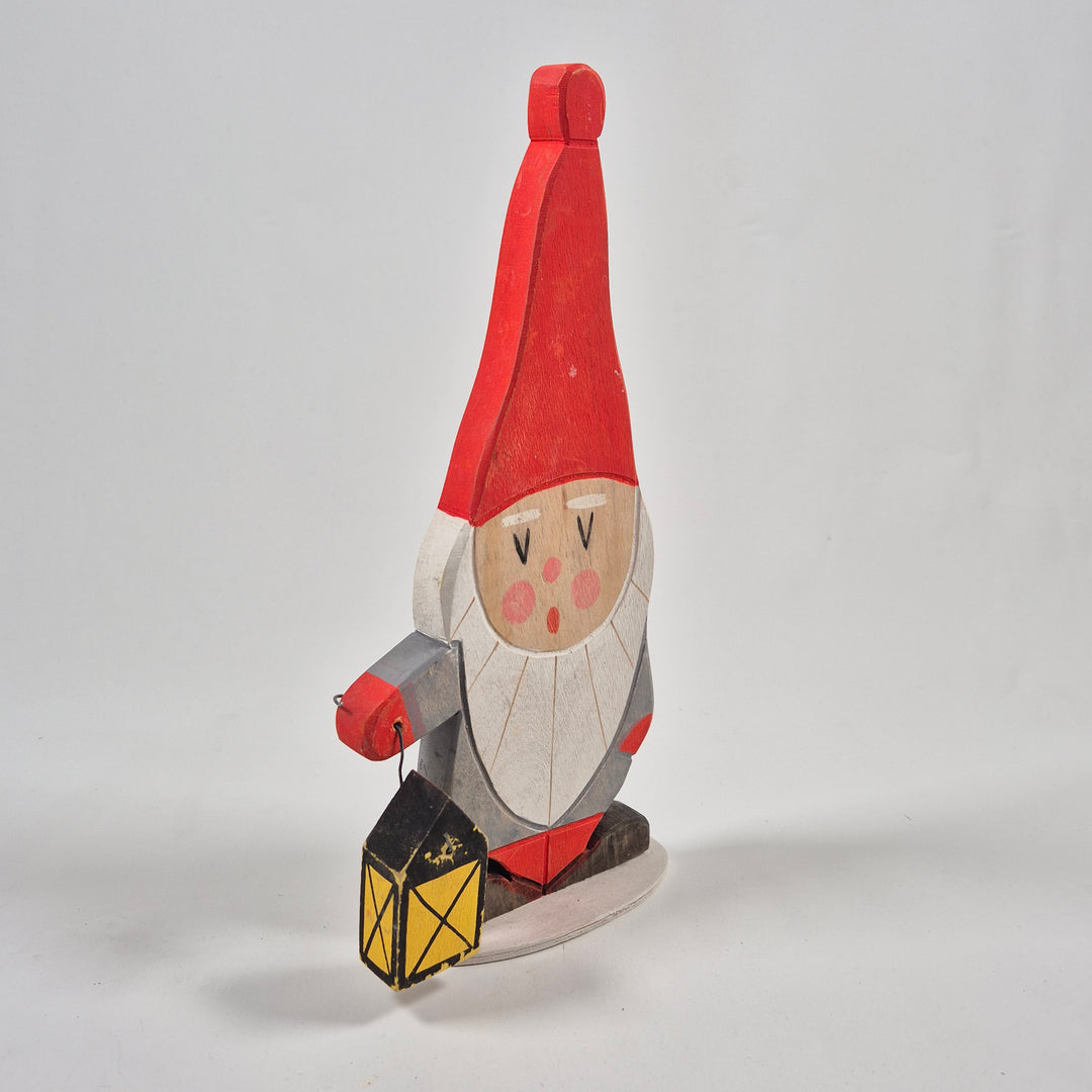 Retro Tomte Träfigur med Lyktorödluva