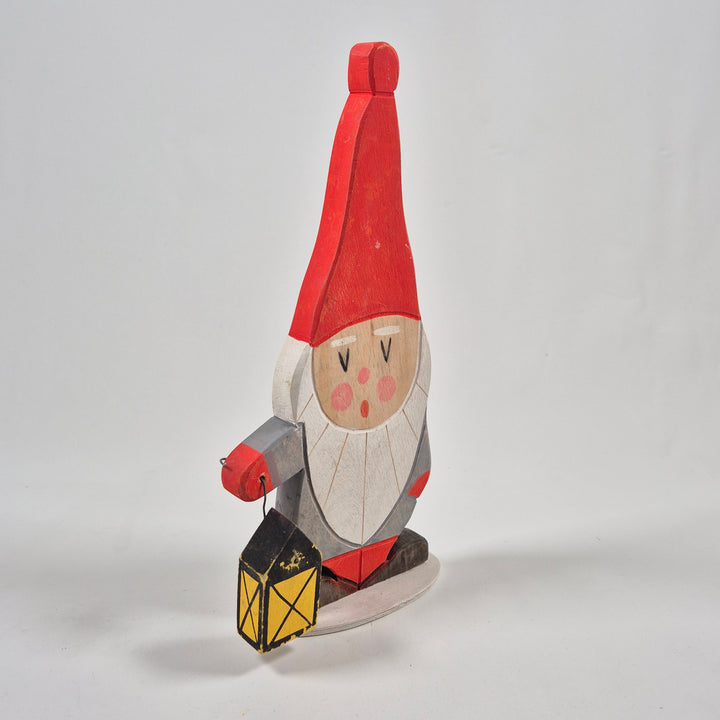 Retro Tomte Träfigur med Lyktorödluva