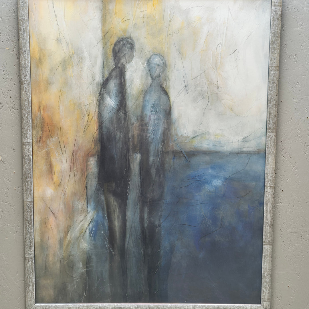 Mystisk målning med blå och guldfärger