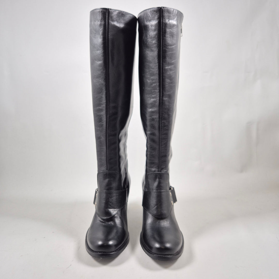 Svarta eleganta läderstövlar dam storlek 38