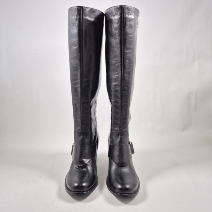 Svarta eleganta läderstövlar dam storlek 38