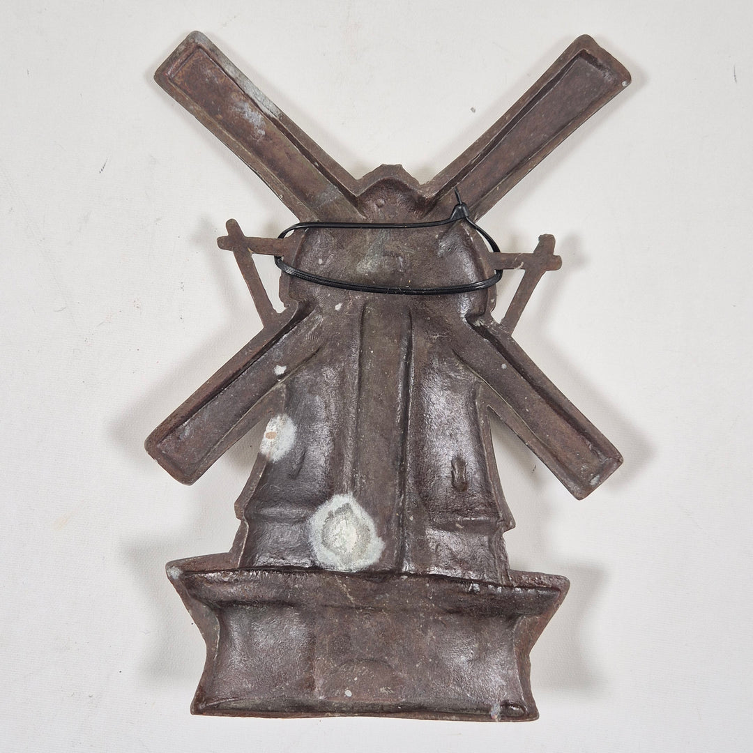 Retro bronserad väderkvarnstermometer i gott skick