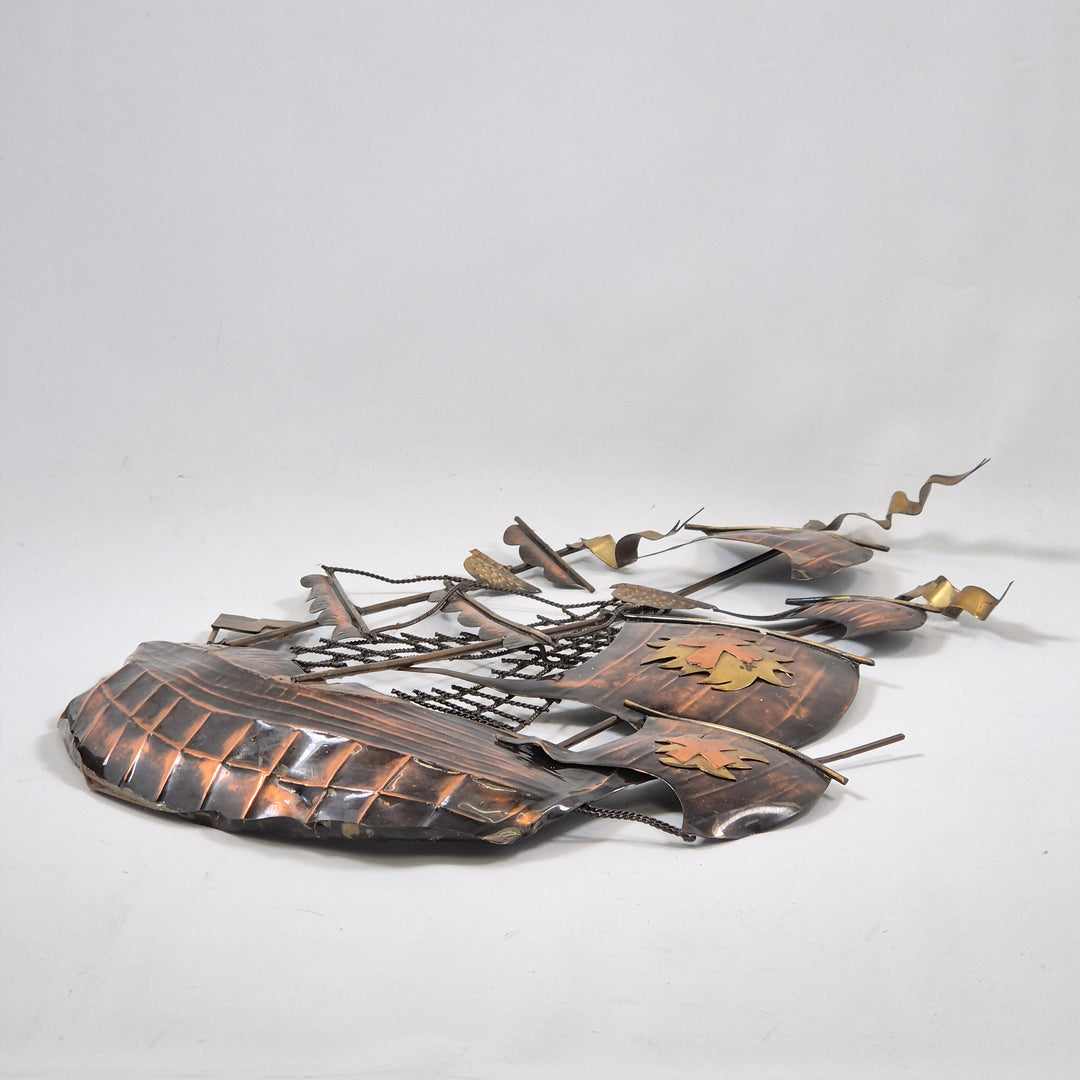 Retro Metallskulptur Skepp Nautisk Inredningsdetalj