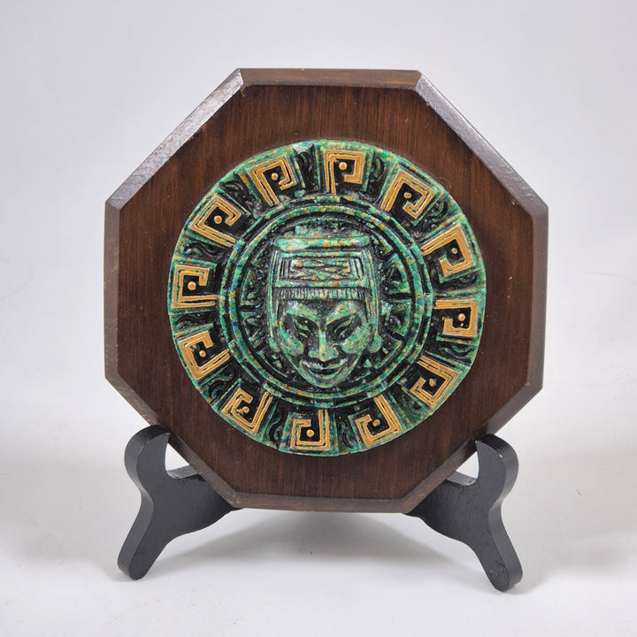 Unik aztekisk keramikplakett i träram