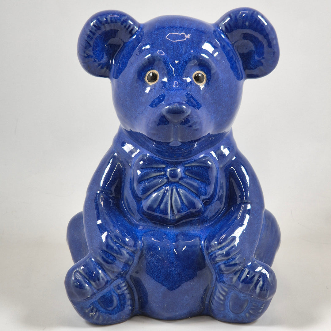Charmig retroskinspirerad keramikbjörn i djupblått