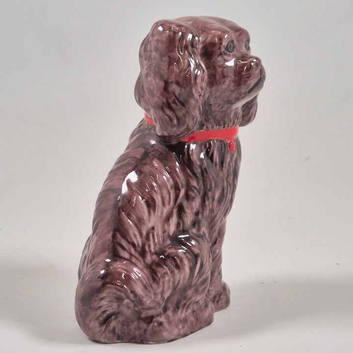 Retro keramik hundfigurin med rosa halsband