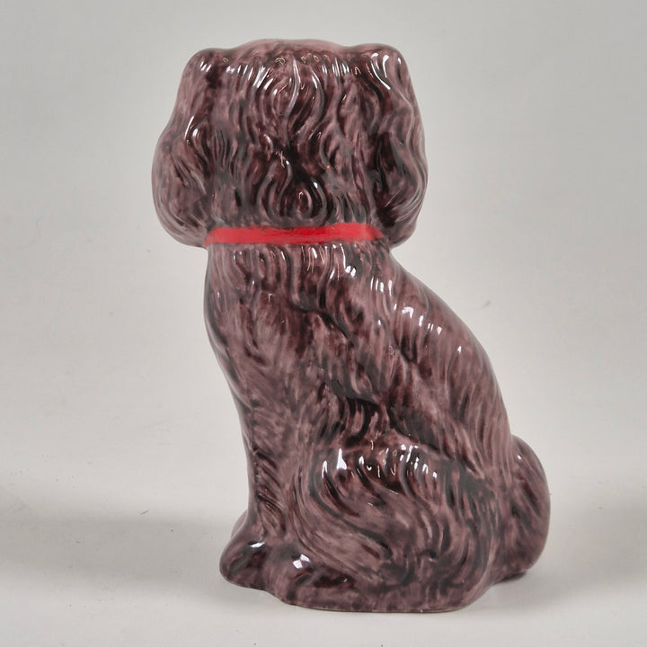 Retro keramik hundfigurin med rosa halsband