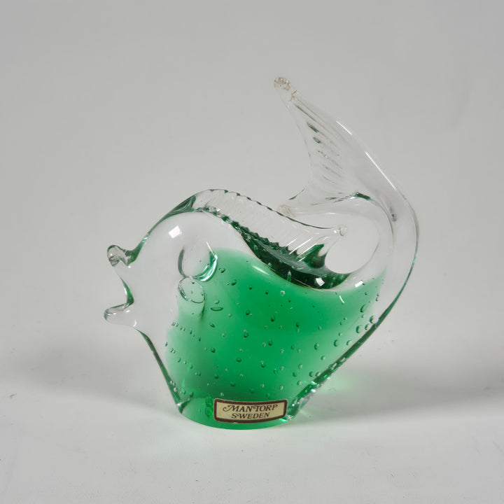 Retro Glasfisk Vas i Grönt från Mantorp