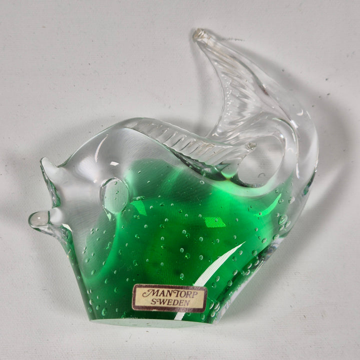 Retro Glasfisk Vas i Grönt från Mantorp