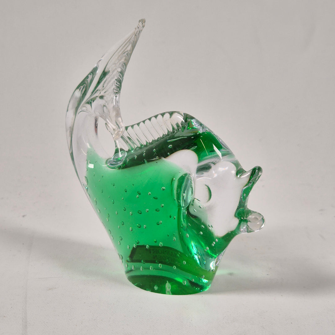 Retro Glasfisk Vas i Grönt från Mantorp