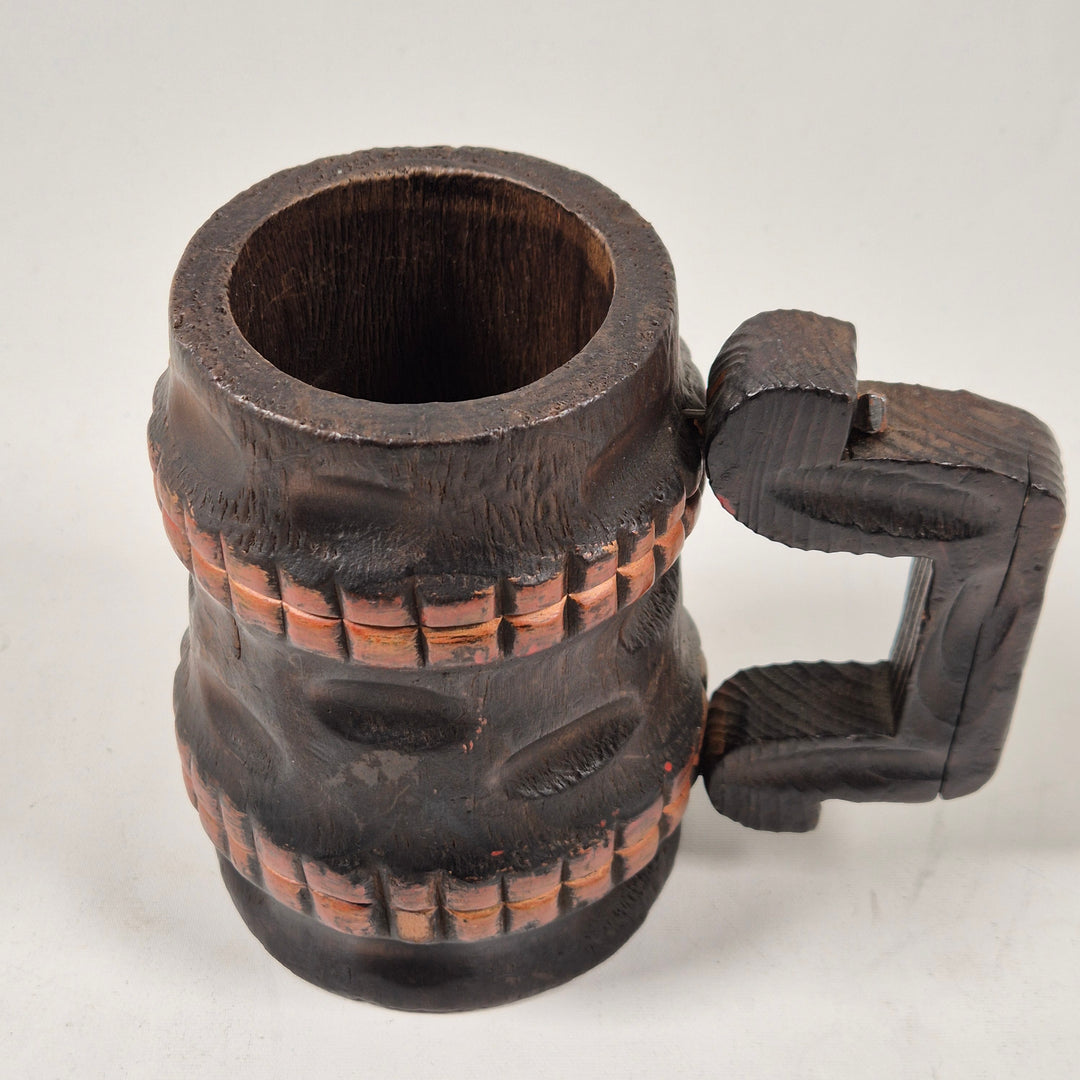 Retro handmålad Tiki-mugg i trä