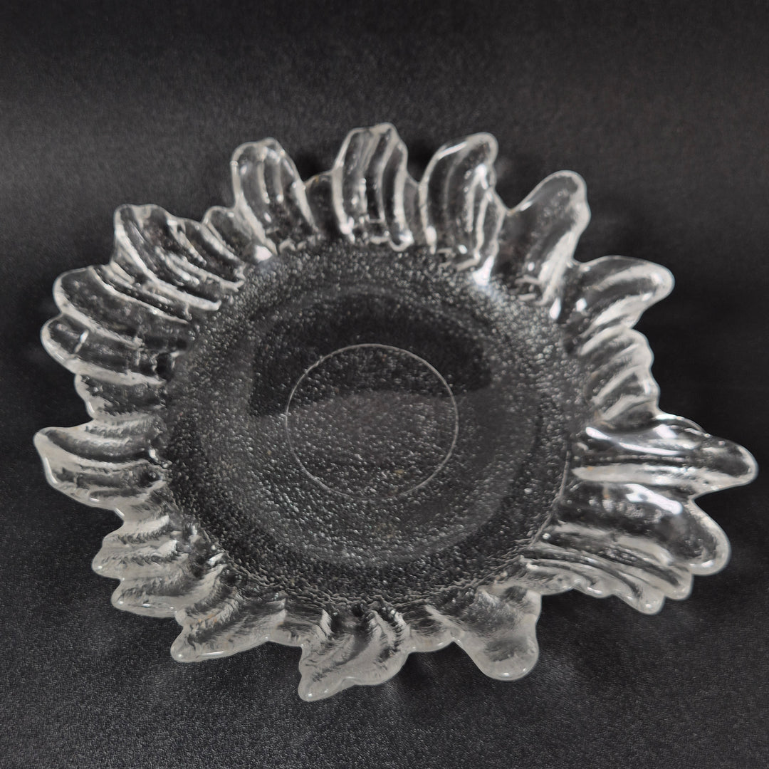 Unik Glasvas med Solrosmotif i Gott Skick