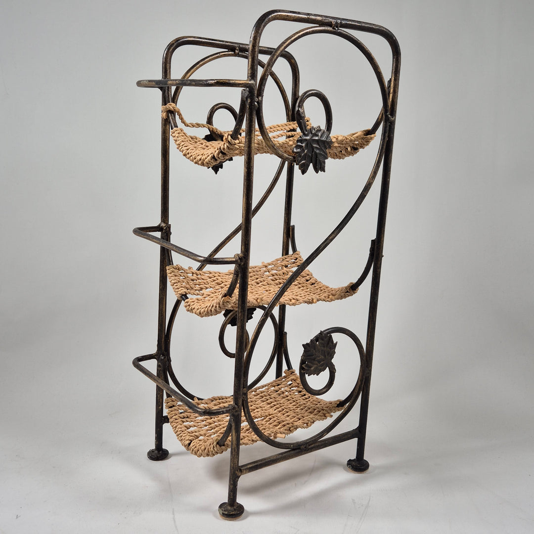 Retro blomsterhylla i metall och rep