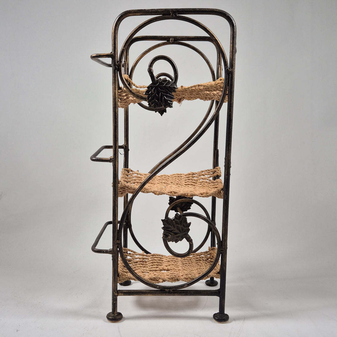 Retro blomsterhylla i metall och rep