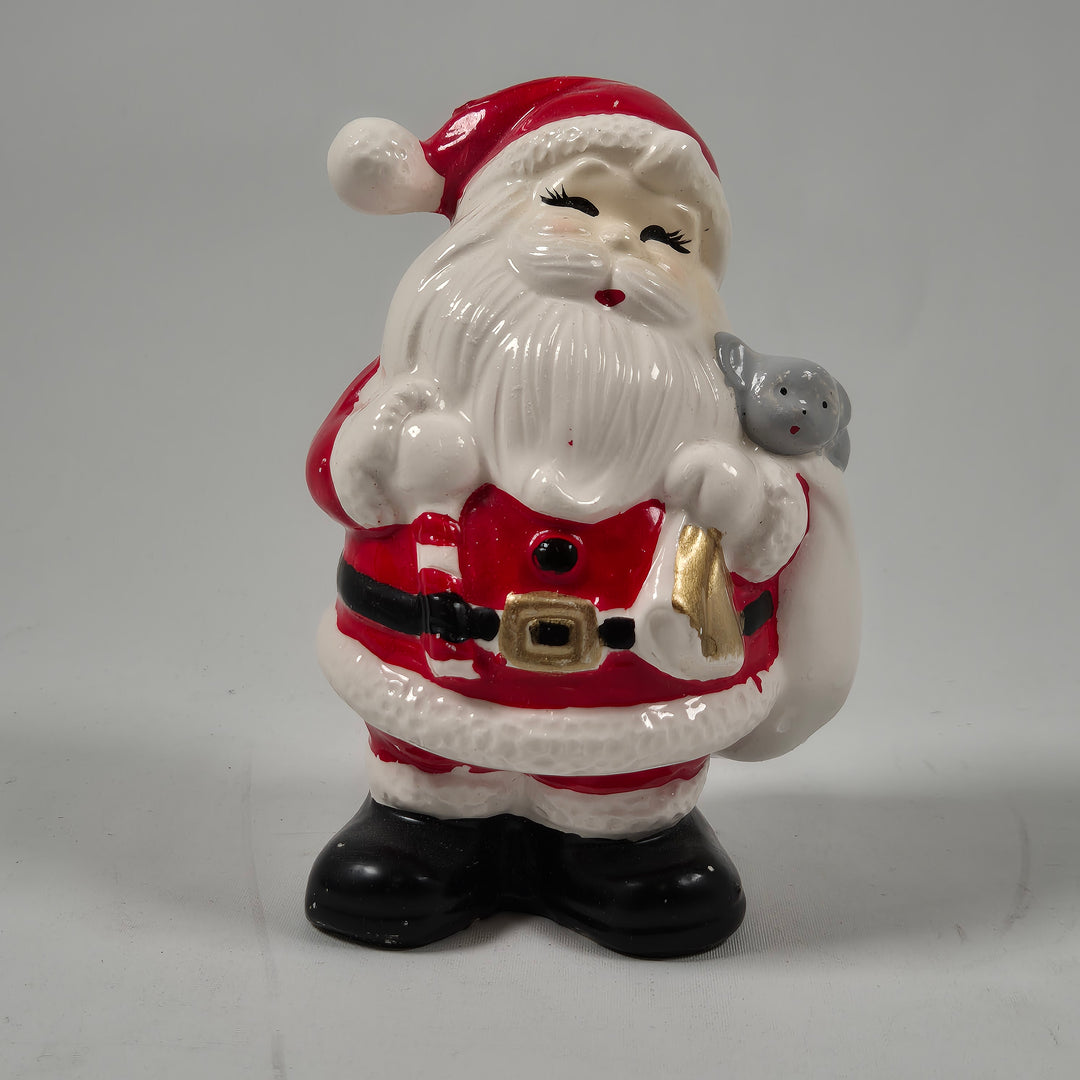 Retro keramisk jultomtefigur med mus motiv