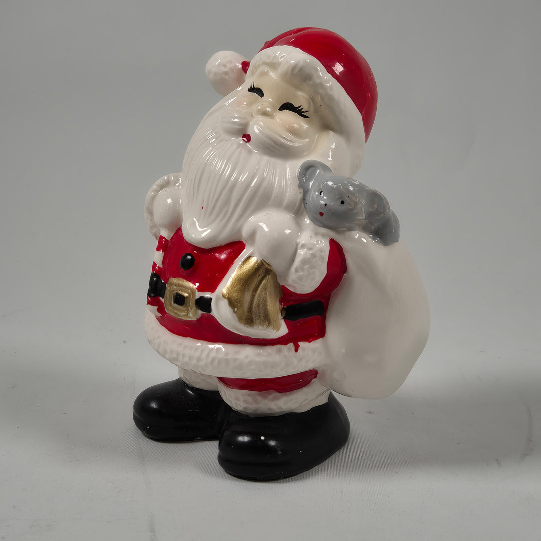 Retro keramisk jultomtefigur med mus motiv