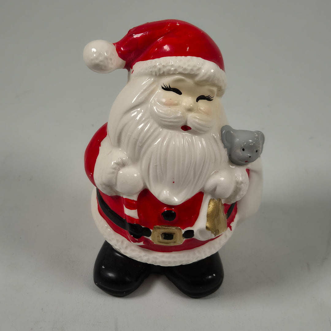 Retro keramisk jultomtefigur med mus motiv