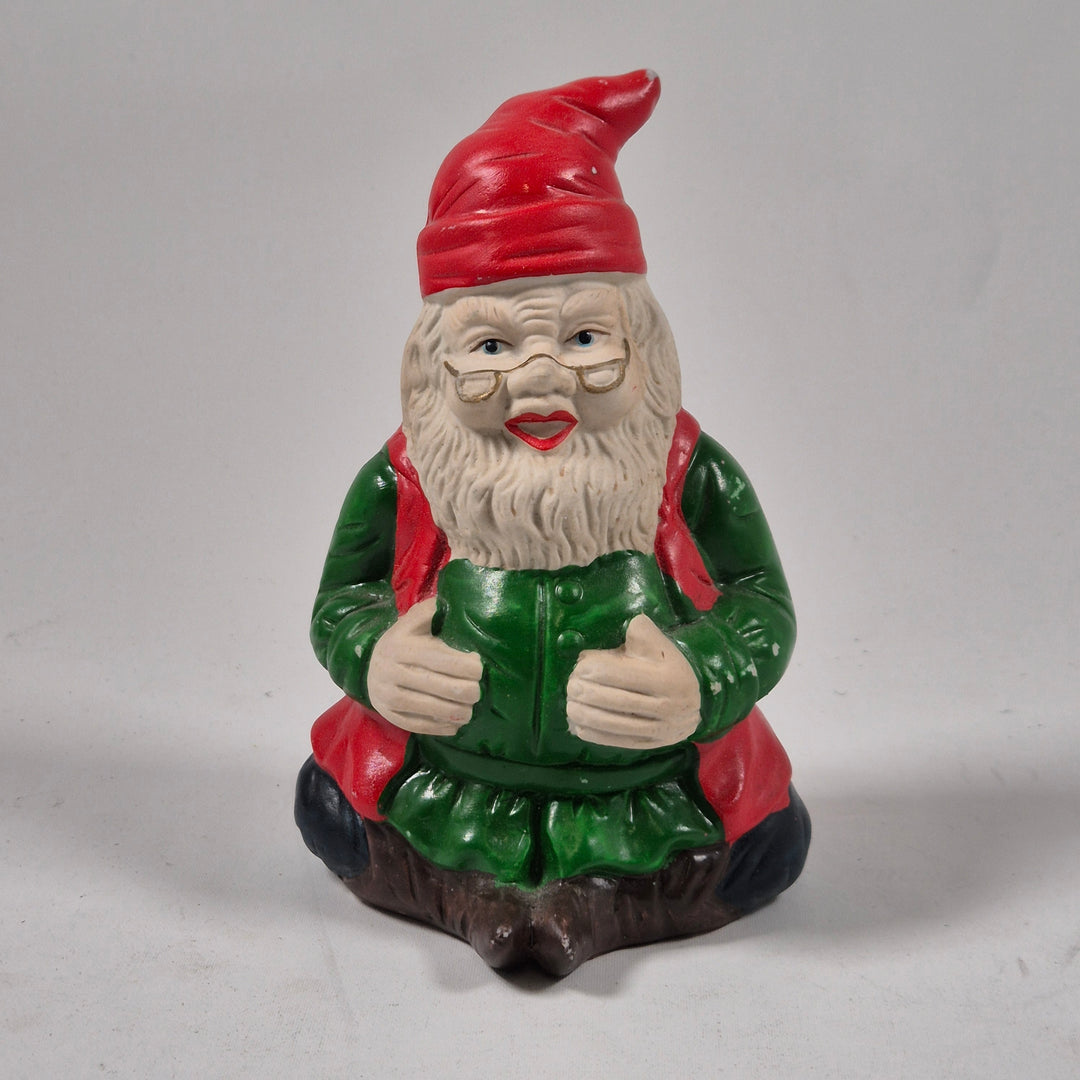 Retro Keramisk Trädgårdstomte med Röd Luva