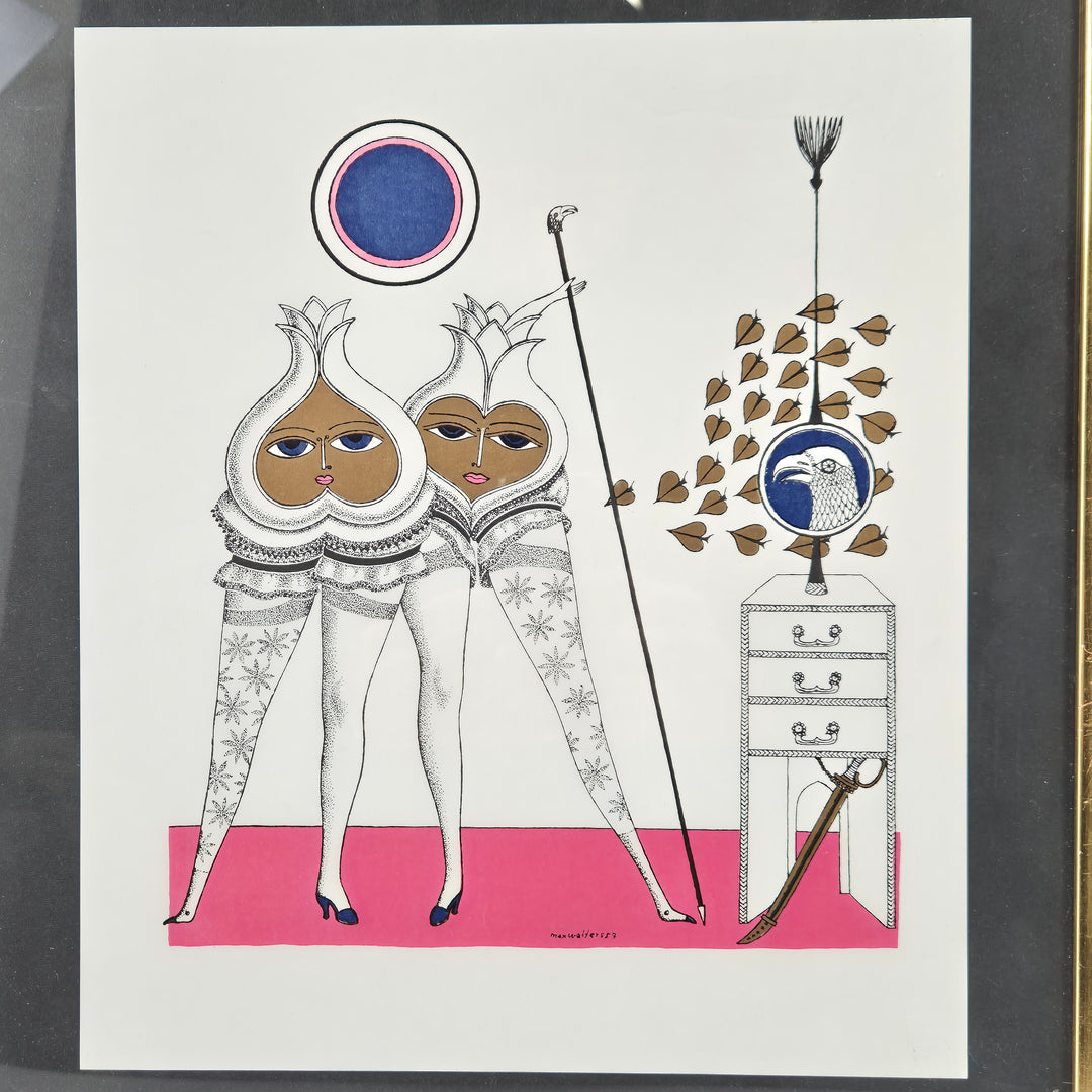 Retro Konsttryck i Guldtonad Ram