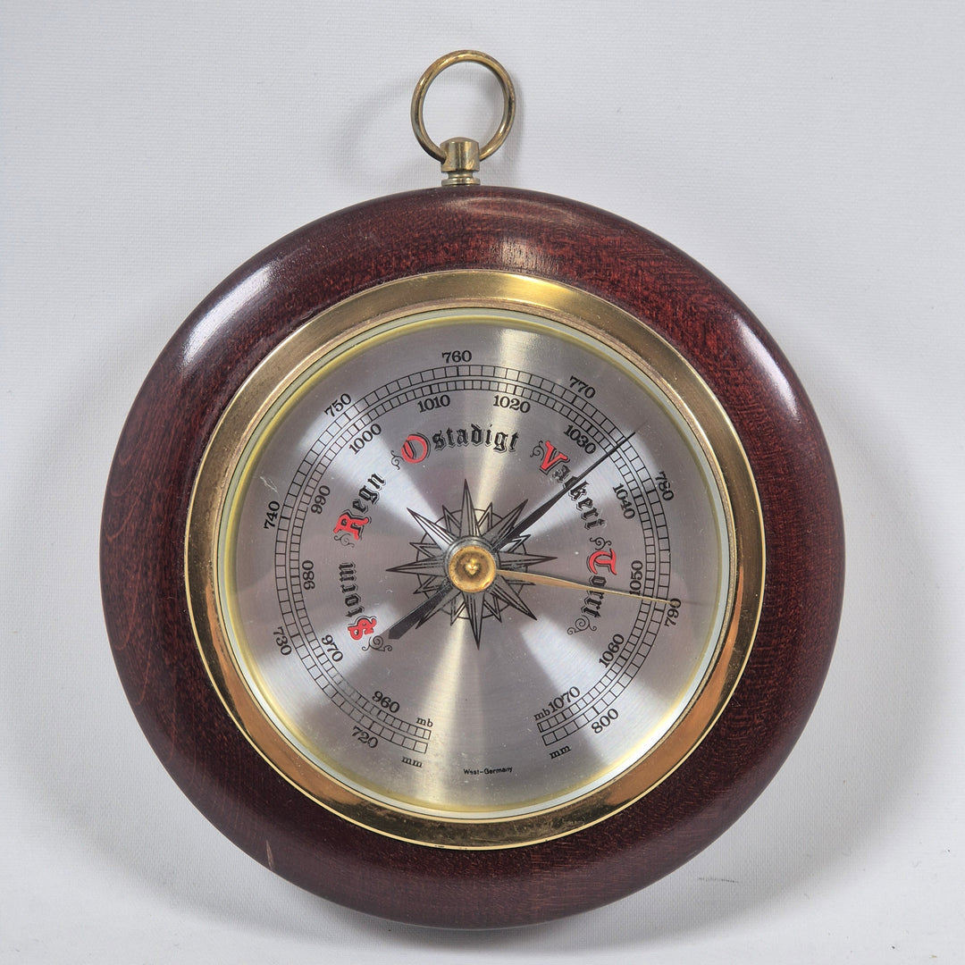 Retro barometer i trä och metall