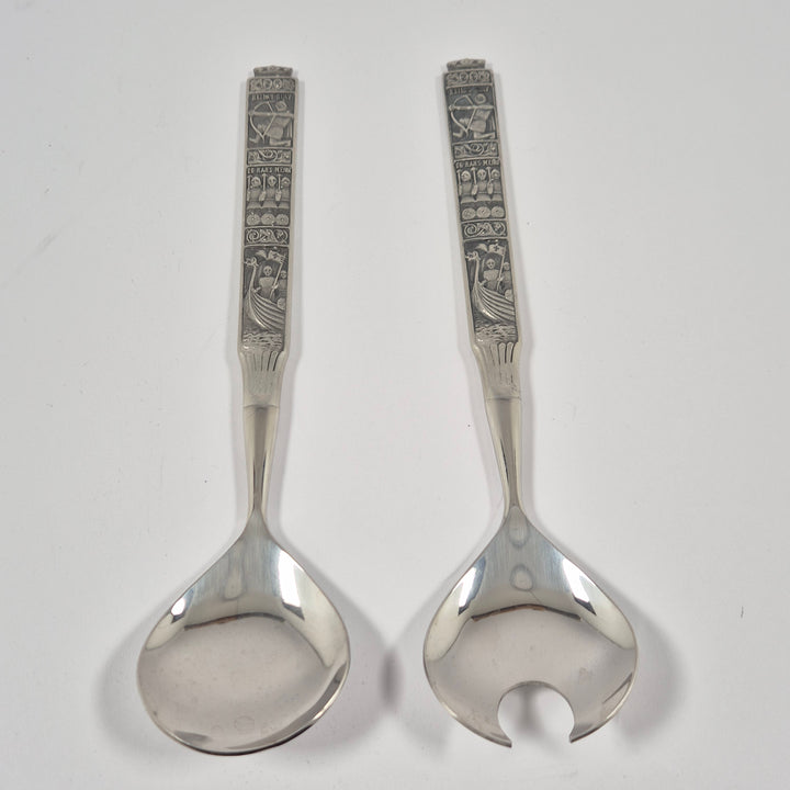 Konge Tinn retro serveringsset i norsk tenn