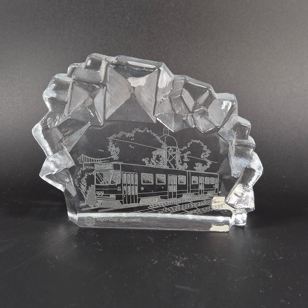 Retro glasplakett Lindshammar Göteborgs spårvagn