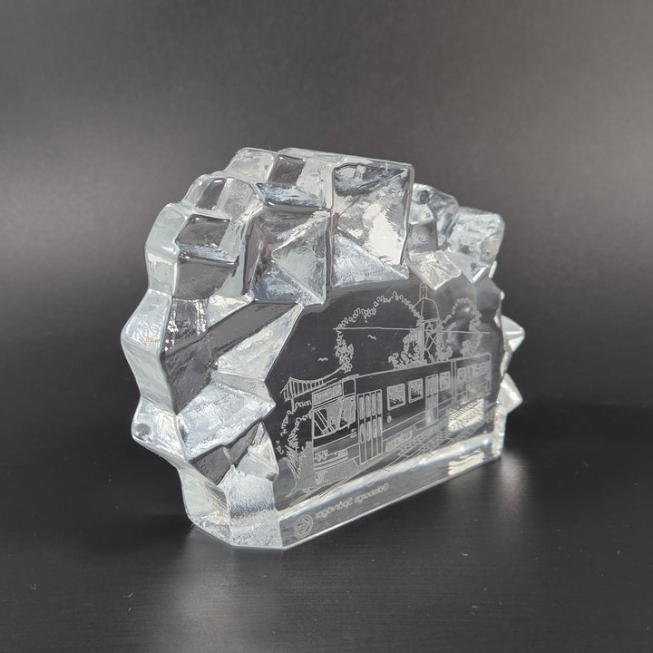 Retro glasplakett Lindshammar Göteborgs spårvagn