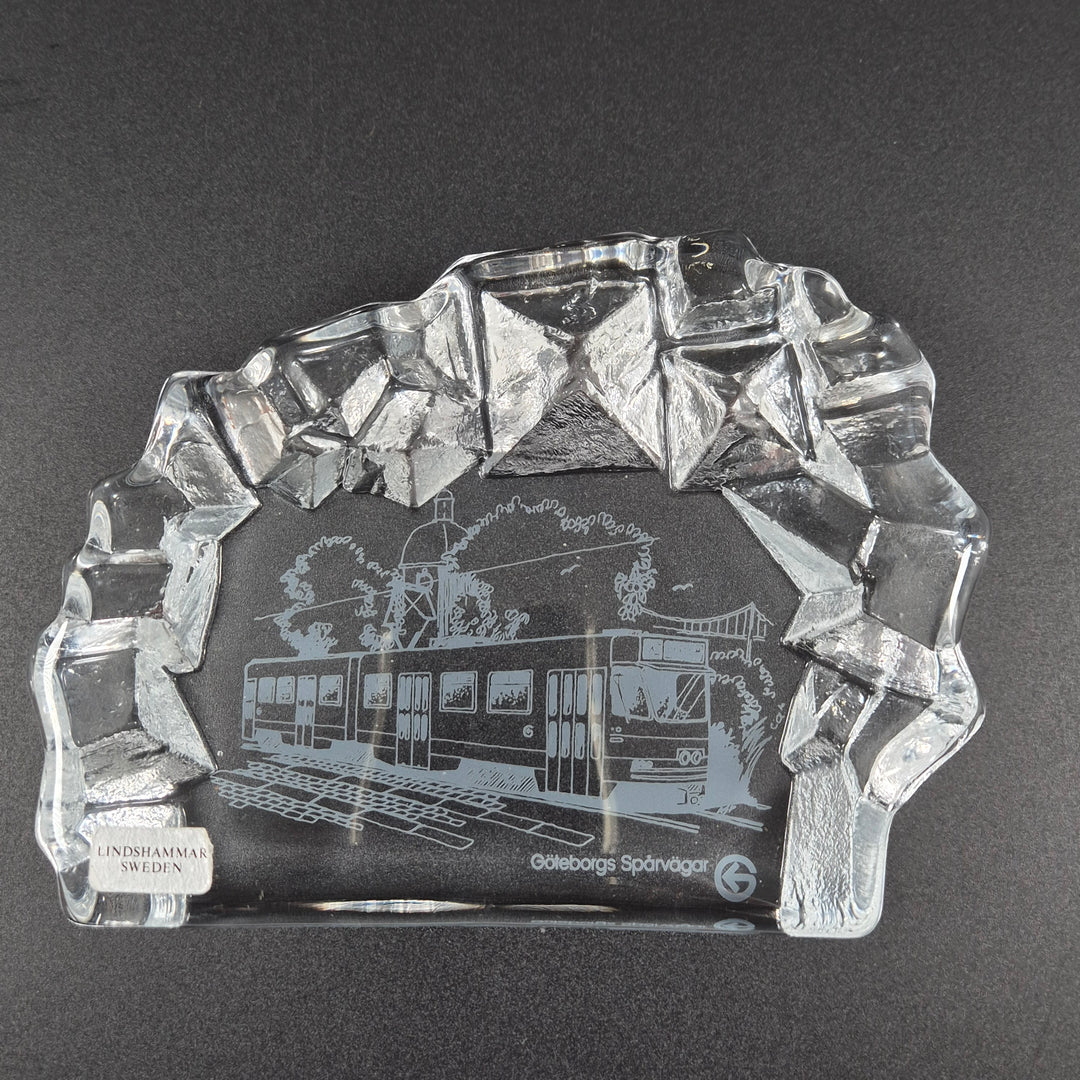 Retro glasplakett Lindshammar Göteborgs spårvagn