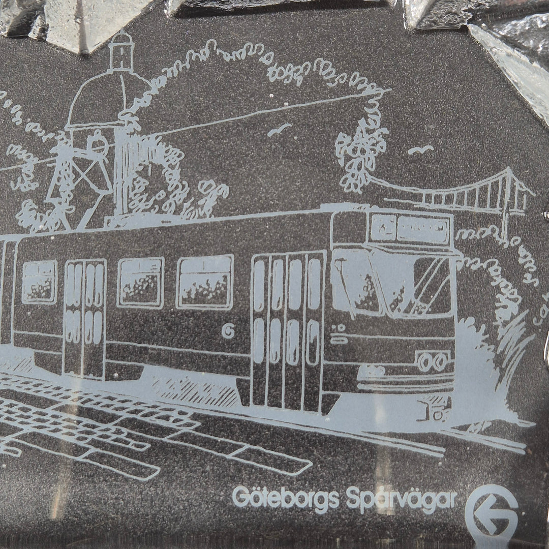 Retro glasplakett Lindshammar Göteborgs spårvagn