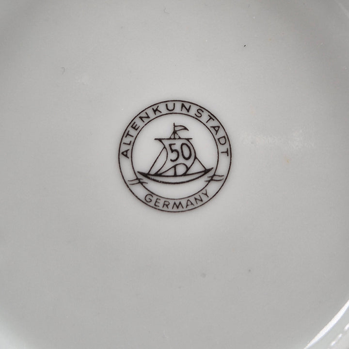 Retro tysk ölsejdel i porslin med tennlock