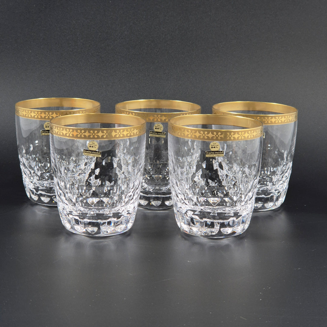 Retro whiskyglas i bly-kristall med guldkant