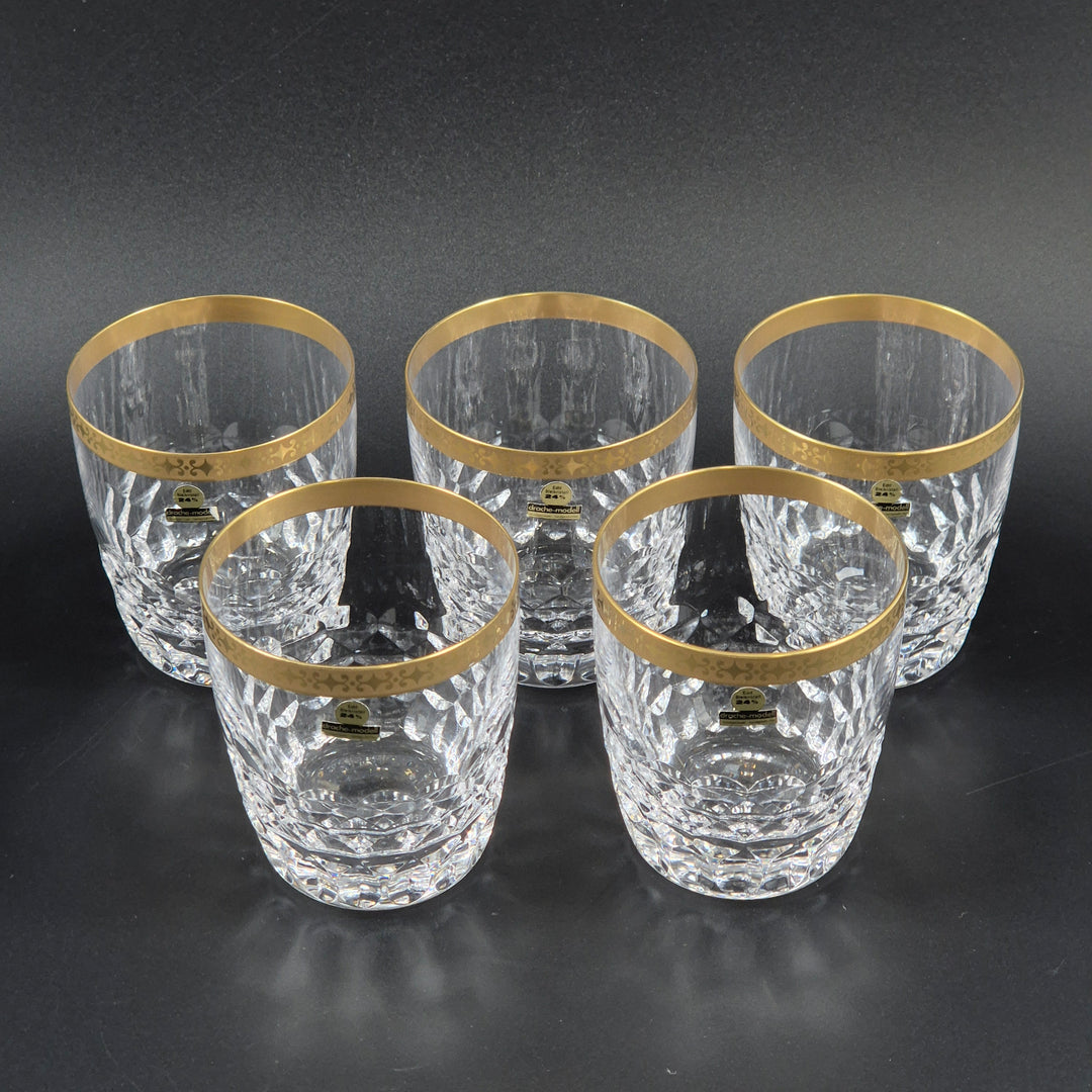Retro whiskyglas i bly-kristall med guldkant