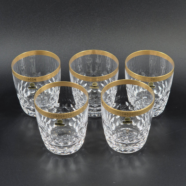 Retro whiskyglas i bly-kristall med guldkant