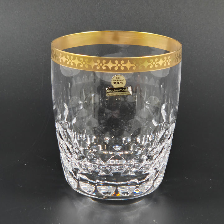 Retro whiskyglas i bly-kristall med guldkant